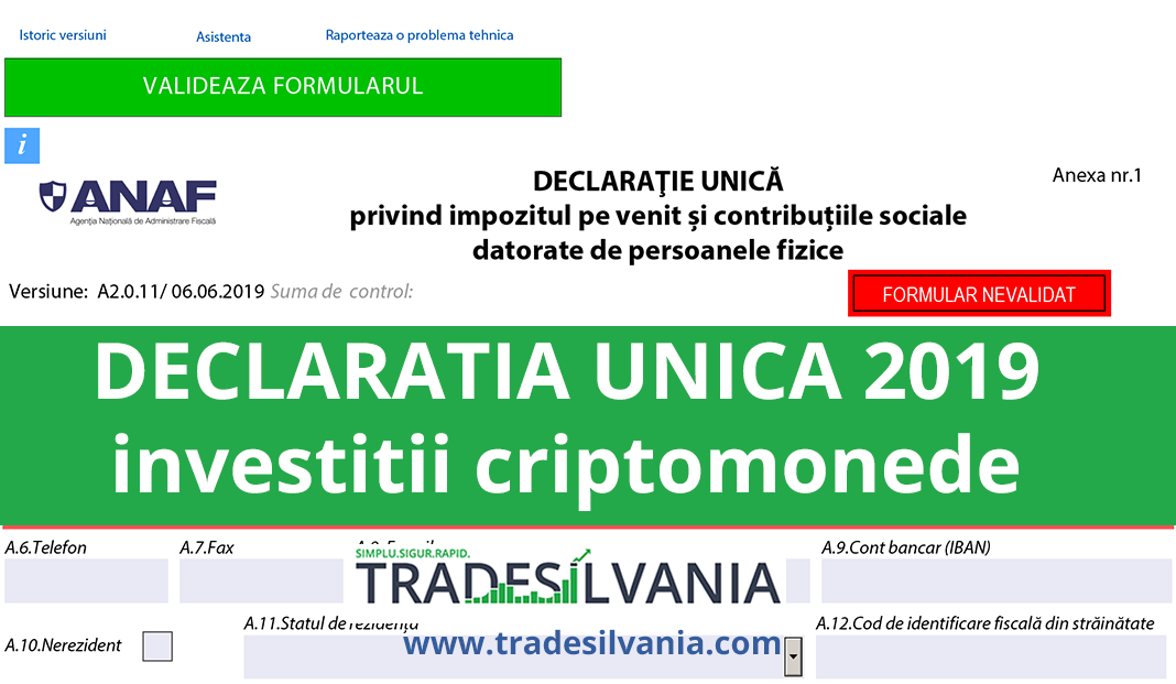 Declaratia unica 2019 - persoane fizice castiguri criptomonede / investitii crypto